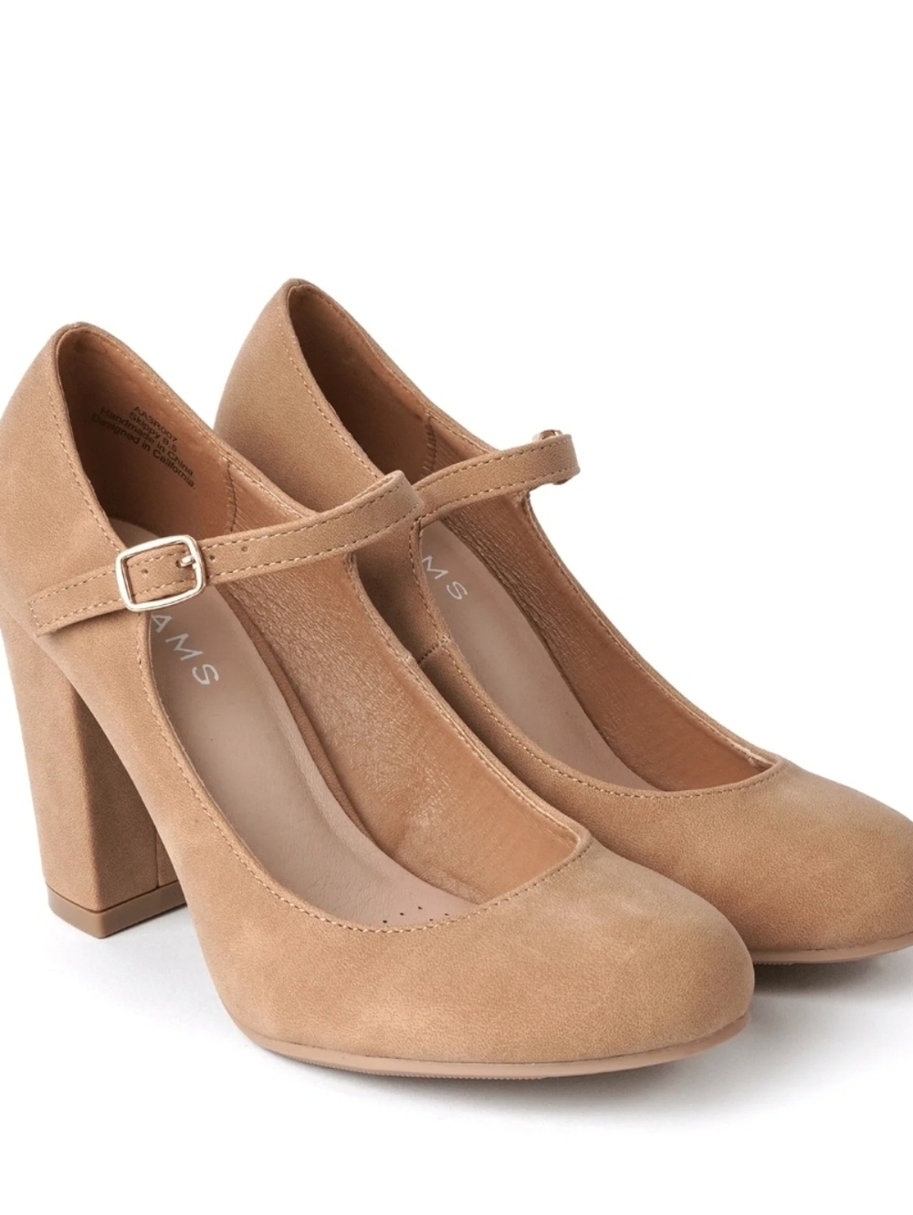 Skippy By J. Adams-Mary Jane Block Heel Pumps In Natural Nubuck - Picture 5 of 14